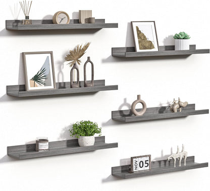 Floating Shelves for Wall Decor and Storage, Brown, 6Pcs 15.7''