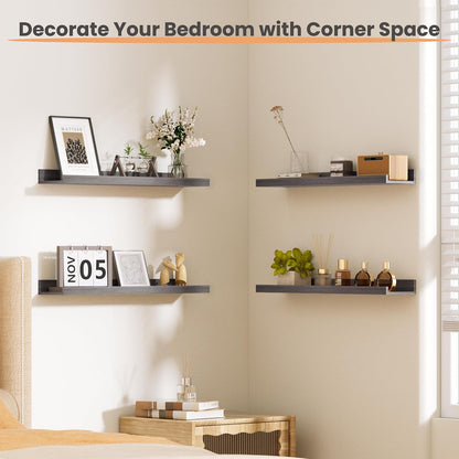 Floating Shelves for Wall Decor and Storage, Brown, 6Pcs 15.7''