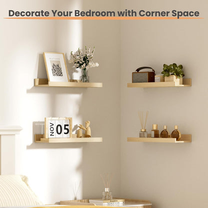 Floating Shelves for Wall Decor and Storage, Brown, 6Pcs 15.7''