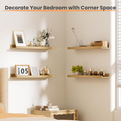 Floating Shelves for Wall Decor and Storage, Brown, 6Pcs 15.7''