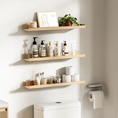 Floating Shelves for Wall Decor and Storage, Brown, 6Pcs 15.7''