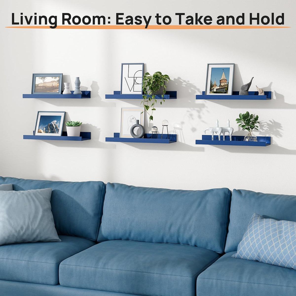 Floating Shelves for Wall Decor and Storage, Brown, 6Pcs 15.7''