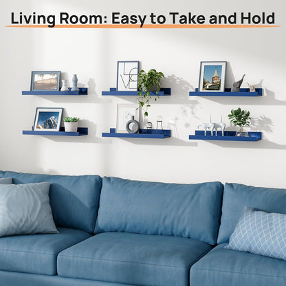 Floating Shelves for Wall Decor and Storage, Brown, 6Pcs 15.7''