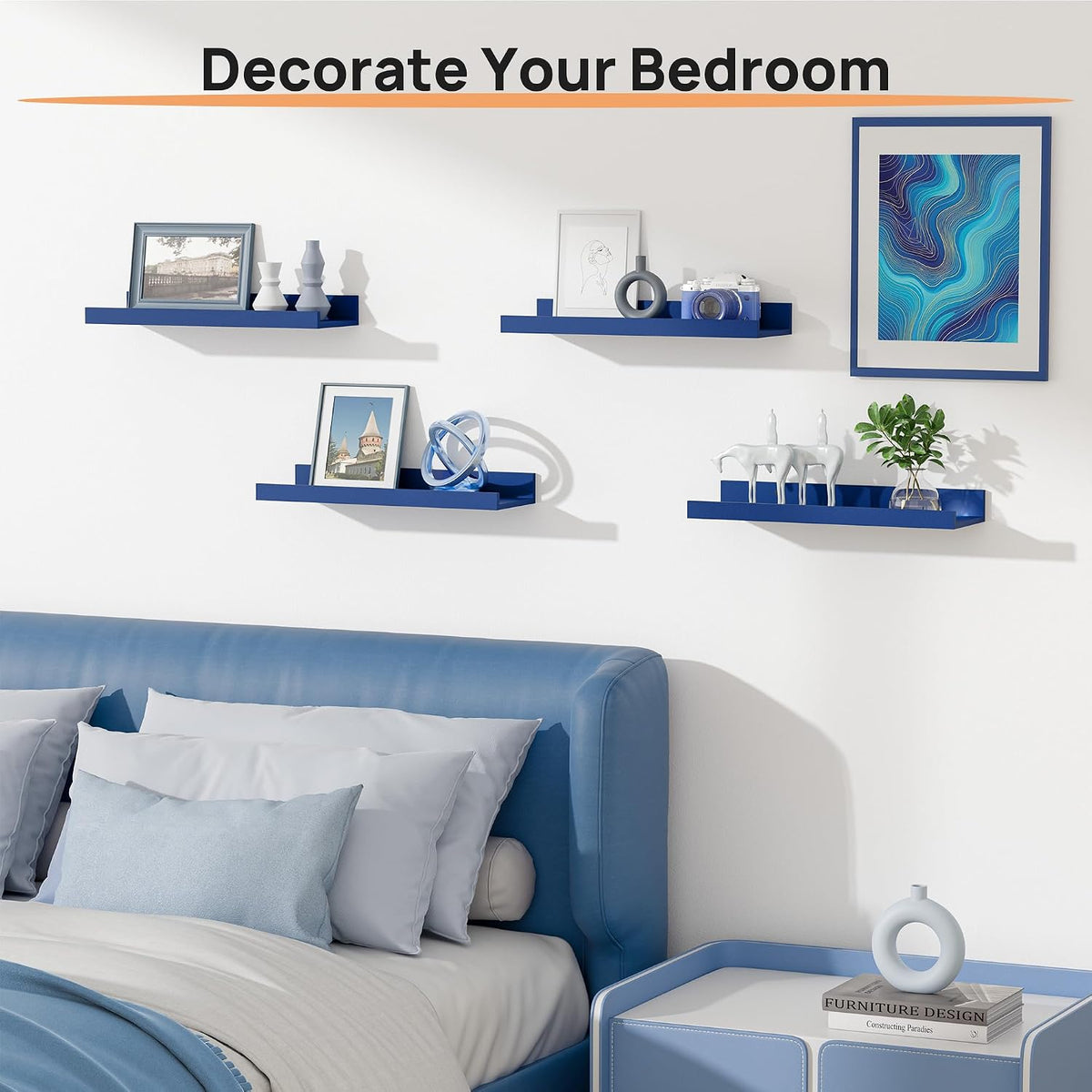 Floating Shelves for Wall Decor and Storage, Brown, 6Pcs 15.7''