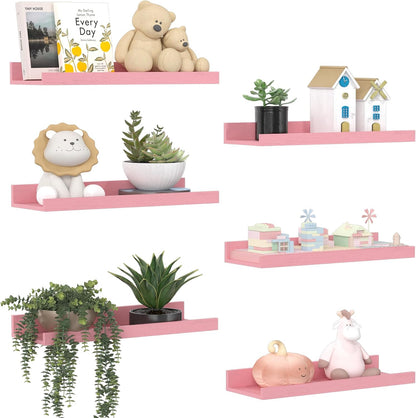 Floating Shelves for Wall Decor and Storage, Brown, 6Pcs 15.7''