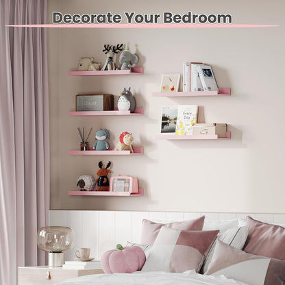 Floating Shelves for Wall Decor and Storage, Brown, 6Pcs 15.7''