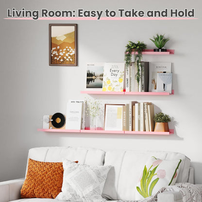 Floating Shelves for Wall Decor and Storage, Brown, 6Pcs 15.7''