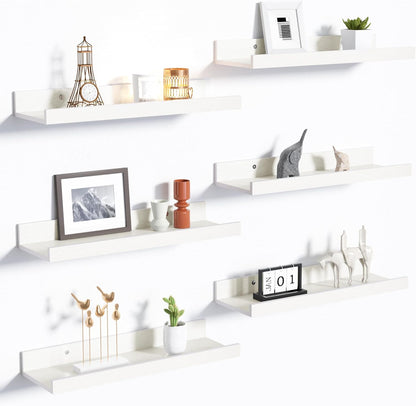 Floating Shelves for Wall Decor and Storage, Brown, 6Pcs 15.7''