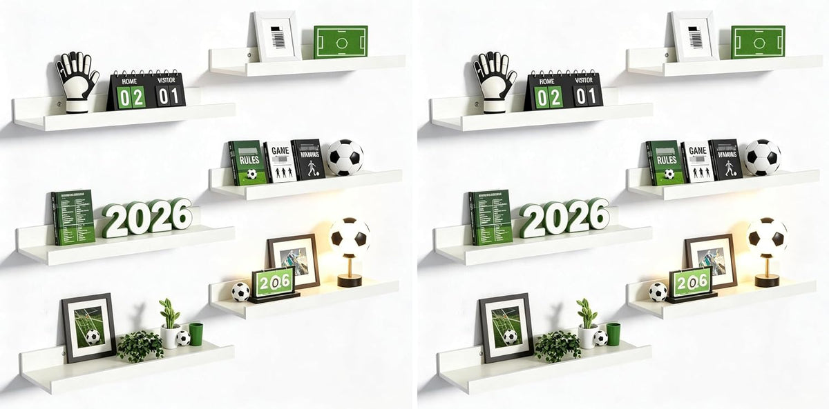 Floating Shelves for Wall Decor and Storage, Brown, 6Pcs 15.7''
