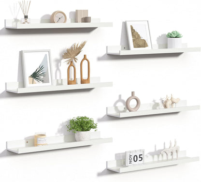 Floating Shelves for Wall Decor and Storage, Brown, 6Pcs 15.7''