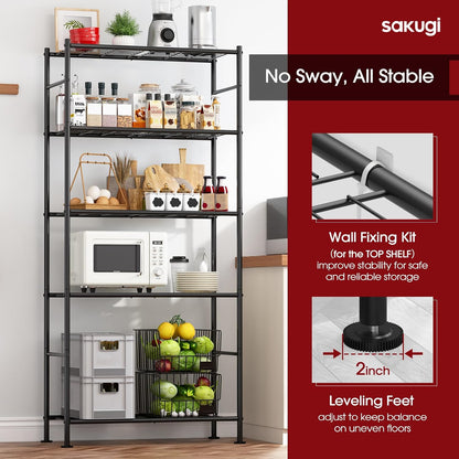 2-Pack 5-Tier Steel Garage Storage Shelves, 33.5"x12.6"x72", Black