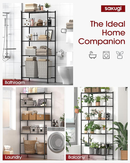 2-Pack 5-Tier Steel Garage Storage Shelves, 33.5"x12.6"x72", Black