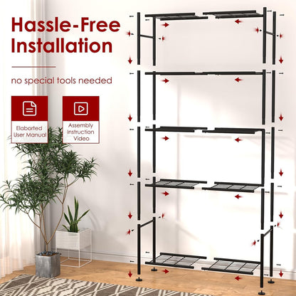 2-Pack 5-Tier Steel Garage Storage Shelves, 33.5"x12.6"x72", Black