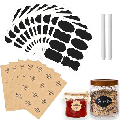 Canning Label Stickers Set with Chalk Markers for Mason Jars