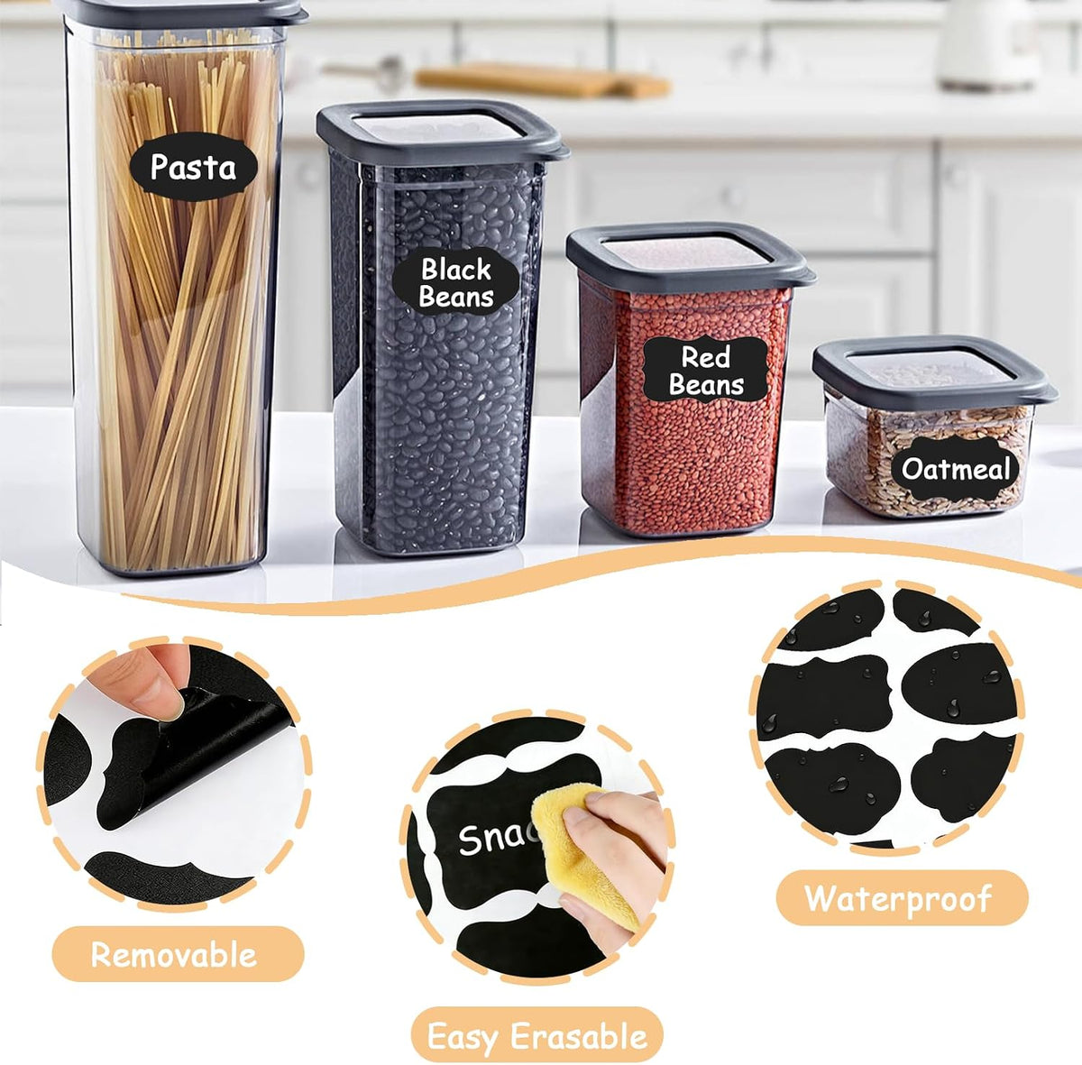 Canning Label Stickers Set with Chalk Markers for Mason Jars