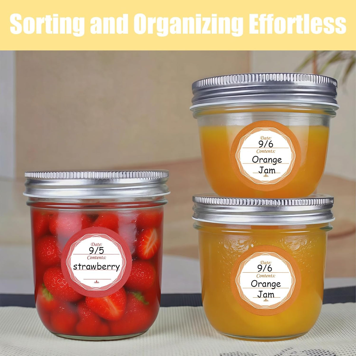 Canning Label Stickers Set with Chalk Markers for Mason Jars