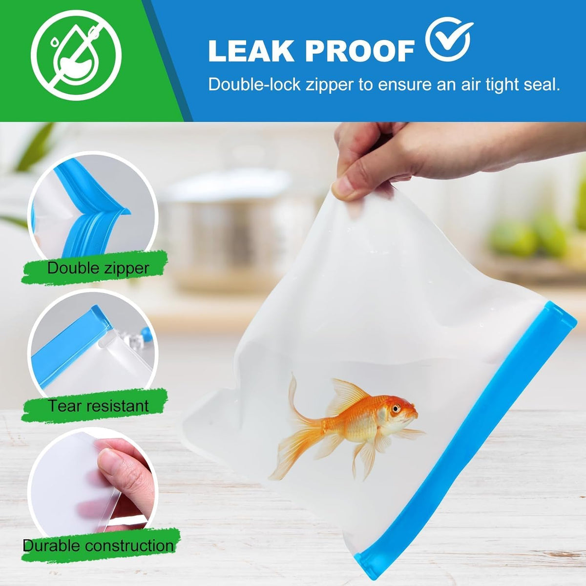 Reusable Snack Bags, BPA Free PEVA, Small Snack Size