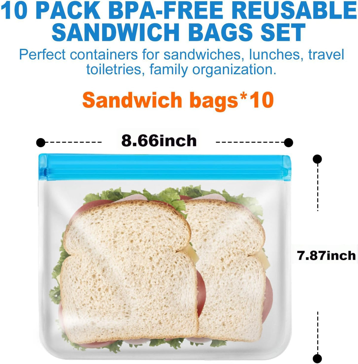 Reusable Snack Bags, BPA Free PEVA, Small Snack Size