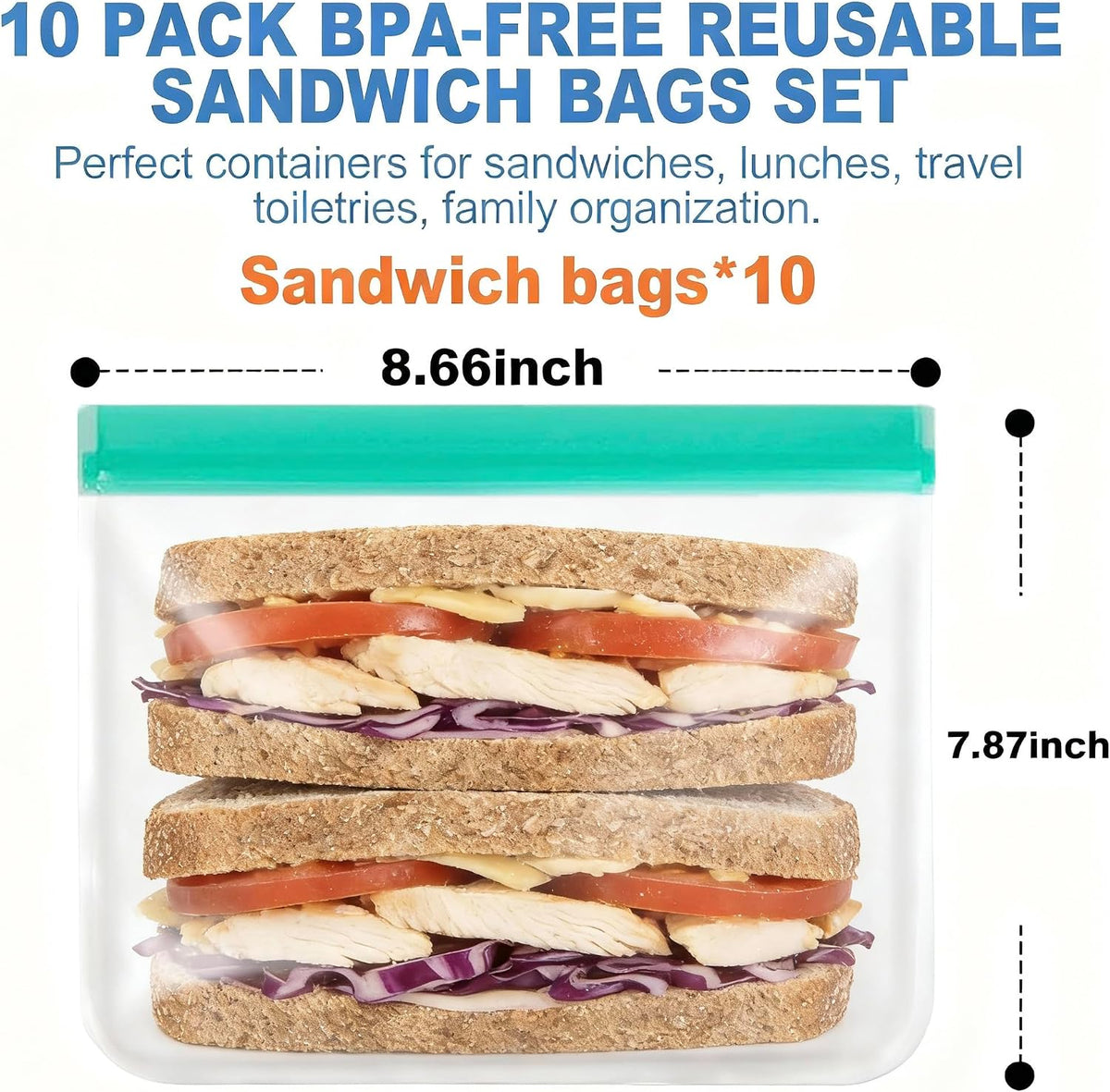 Reusable Snack Bags, BPA Free PEVA, Small Snack Size