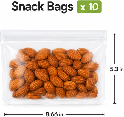Reusable Snack Bags, BPA Free PEVA, Small Snack Size