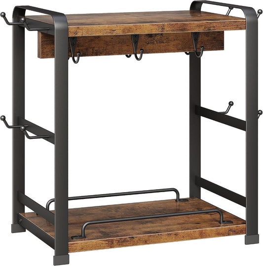 Coffee Mug Holder Countertop, Mug Rack 2 Tier Shelf & 14 Mug Hooks