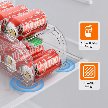 Soda Can Organizer for Refrigerator, Drink Organizer for Fridge, Automatic Rolling Can Dispenser Holder, Organize 10 Pcs Standard 11.15oz or 12oz Short Cans (1 Pack)