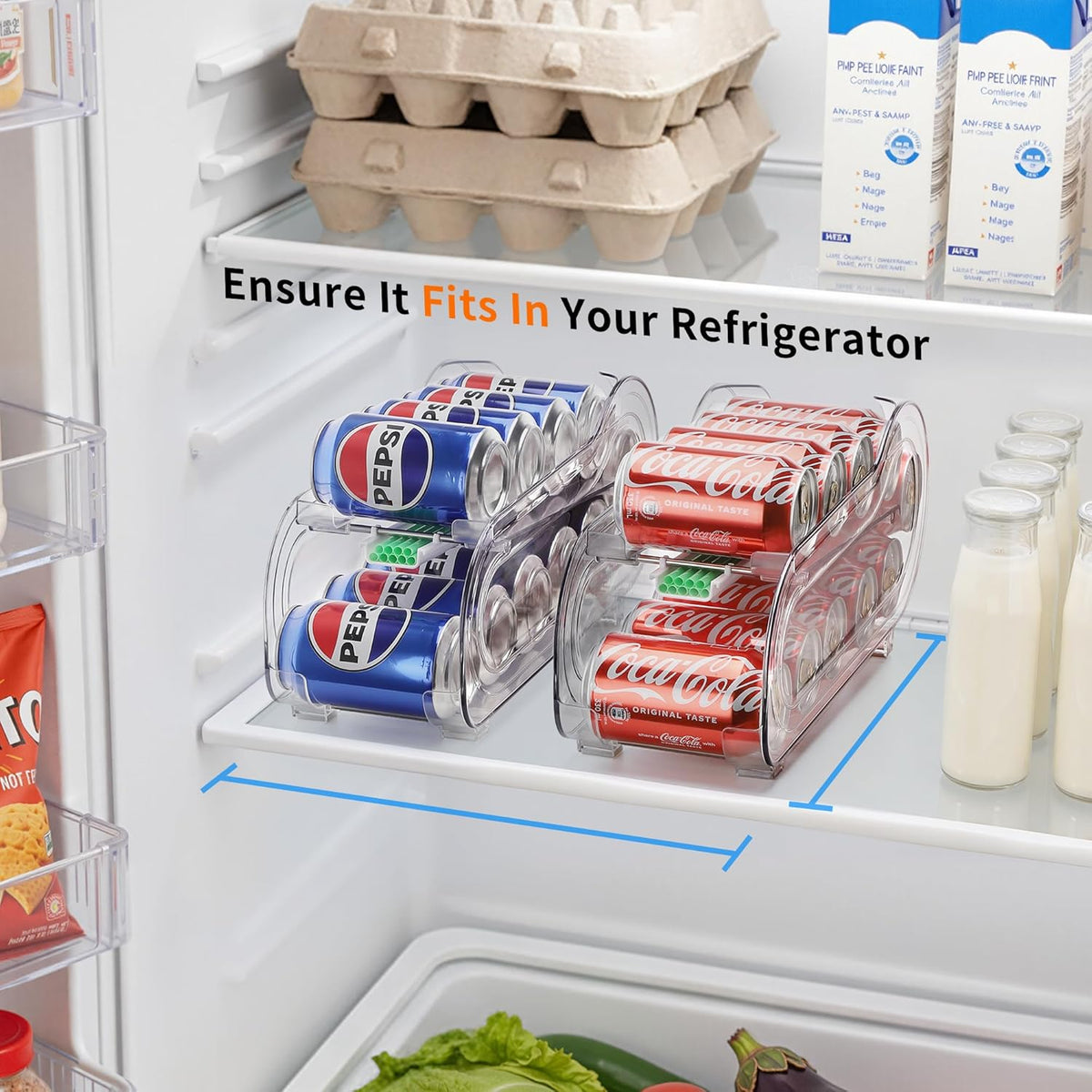 Soda Can Organizer for Refrigerator, Drink Organizer for Fridge, Automatic Rolling Can Dispenser Holder, Organize 10 Pcs Standard 11.15oz or 12oz Short Cans (1 Pack)