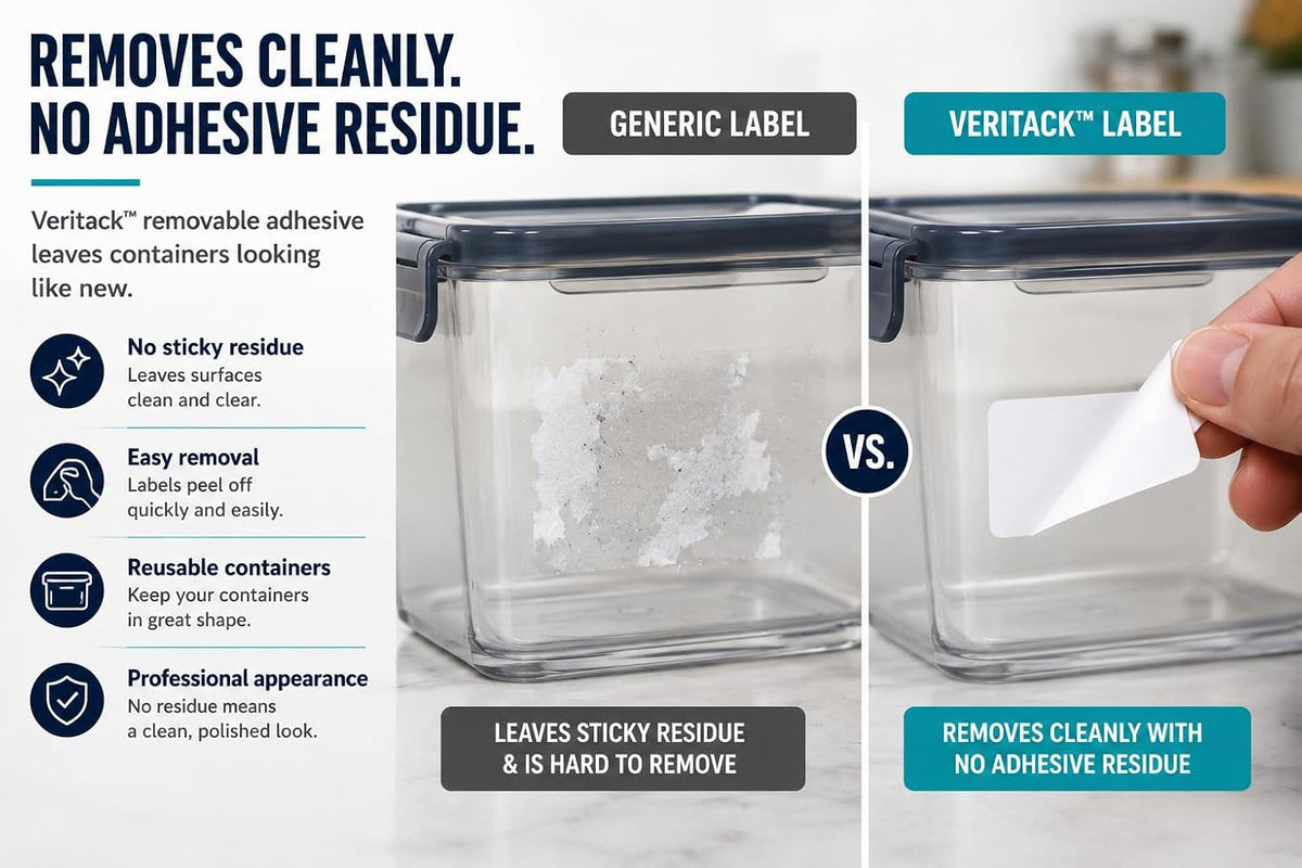 ™ 1000 Removable Food Labels for Containers, 1" x 2", Freezer & Refrigerator Date Stickers, Easy to Write, No Residue, Meal Prep & Restaurant Use