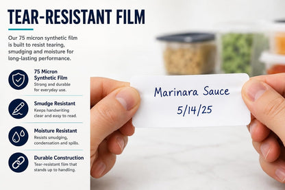 ™ 1000 Removable Food Labels for Containers, 1" x 2", Freezer & Refrigerator Date Stickers, Easy to Write, No Residue, Meal Prep & Restaurant Use