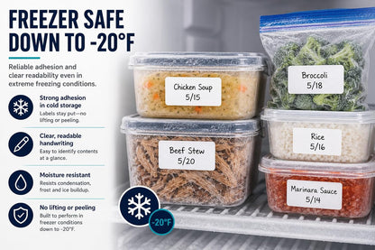 ™ 1000 Removable Food Labels for Containers, 1" x 2", Freezer & Refrigerator Date Stickers, Easy to Write, No Residue, Meal Prep & Restaurant Use