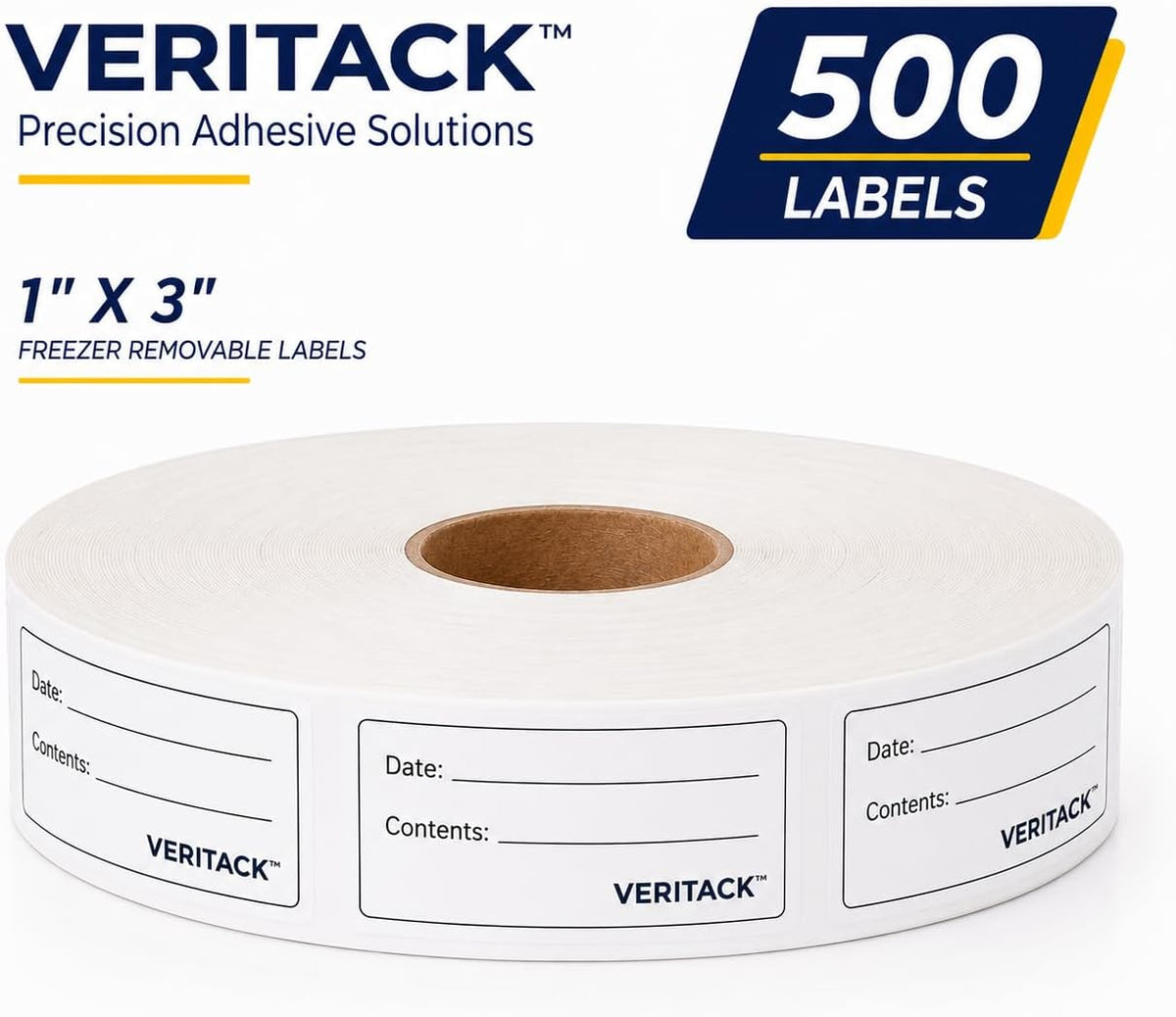 ™ 1000 Removable Food Labels for Containers, 1" x 2", Freezer & Refrigerator Date Stickers, Easy to Write, No Residue, Meal Prep & Restaurant Use