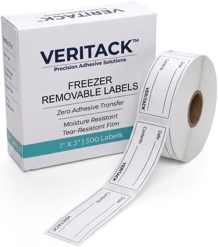 ™ 1000 Removable Food Labels for Containers, 1" x 2", Freezer & Refrigerator Date Stickers, Easy to Write, No Residue, Meal Prep & Restaurant Use