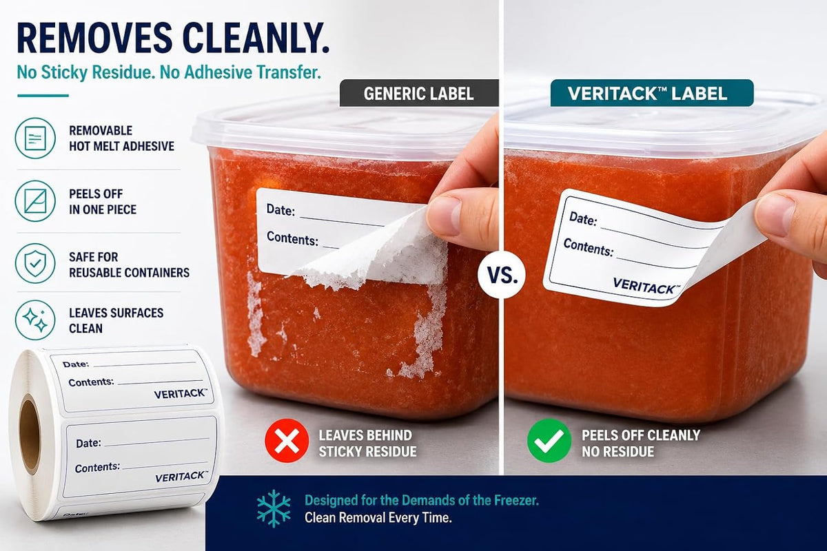 ™ 1000 Removable Food Labels for Containers, 1" x 2", Freezer & Refrigerator Date Stickers, Easy to Write, No Residue, Meal Prep & Restaurant Use