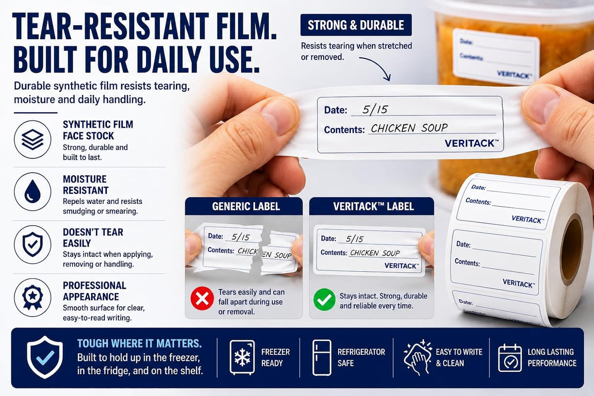 ™ 1000 Removable Food Labels for Containers, 1" x 2", Freezer & Refrigerator Date Stickers, Easy to Write, No Residue, Meal Prep & Restaurant Use