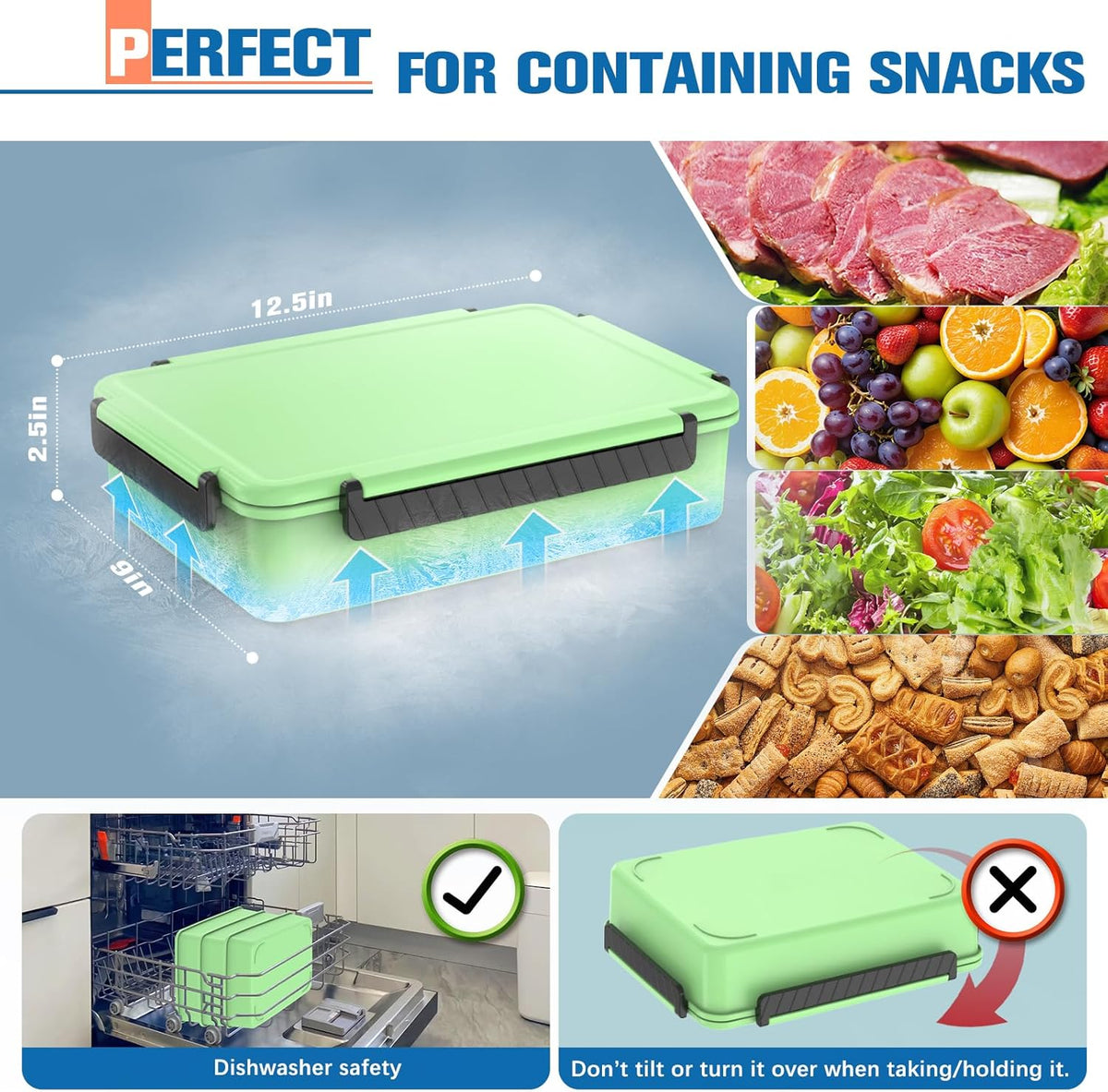 Chilled Portable Snackle Box Container with Ice Pack, Beach Essentials for Summer, Divided Serving Tray with Insulated Bag, Snack Containers for Road Trip Charcuterie Snack Picnic, Peony