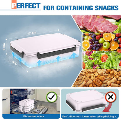 Chilled Portable Snackle Box Container with Ice Pack, Beach Essentials for Summer, Divided Serving Tray with Insulated Bag, Snack Containers for Road Trip Charcuterie Snack Picnic, Peony