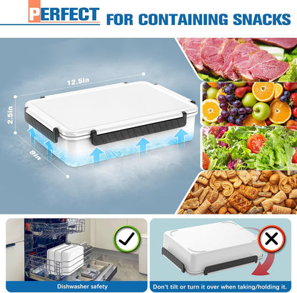Chilled Portable Snackle Box Container with Ice Pack, Beach Essentials for Summer, Divided Serving Tray with Insulated Bag, Snack Containers for Road Trip Charcuterie Snack Picnic, Peony
