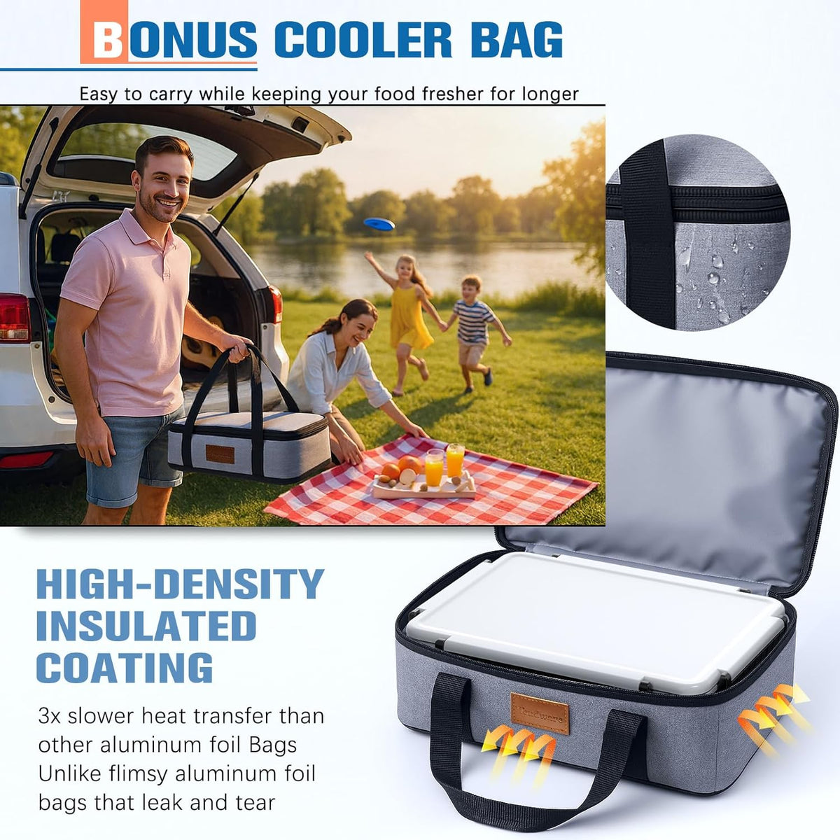 Chilled Portable Snackle Box Container with Ice Pack, Beach Essentials for Summer, Divided Serving Tray with Insulated Bag, Snack Containers for Road Trip Charcuterie Snack Picnic, Peony