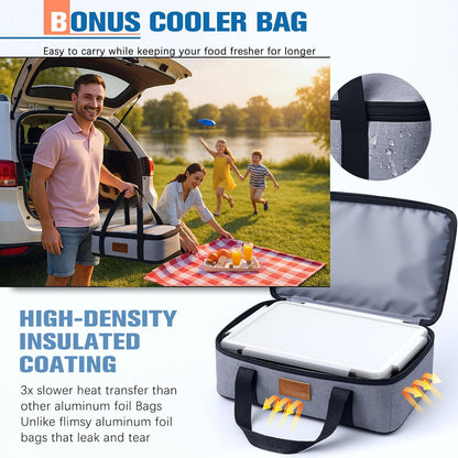 Chilled Portable Snackle Box Container with Ice Pack, Beach Essentials for Summer, Divided Serving Tray with Insulated Bag, Snack Containers for Road Trip Charcuterie Snack Picnic, Peony