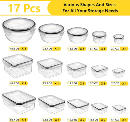52 PCS Food Storage Containers with Lids Airtight (26 Lids & 26 Containers) | Reusable Plastic Leakproof Meal-Prep Container for Kitchen Storage Organization Microwave/Dishwasher Safe with Labels & Pen