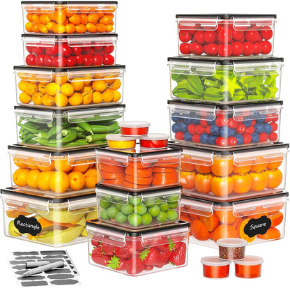 52 PCS Food Storage Containers with Lids Airtight (26 Lids & 26 Containers) | Reusable Plastic Leakproof Meal-Prep Container for Kitchen Storage Organization Microwave/Dishwasher Safe with Labels & Pen