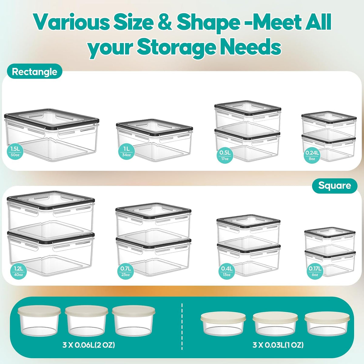 52 PCS Food Storage Containers with Lids Airtight (26 Lids & 26 Containers) | Reusable Plastic Leakproof Meal-Prep Container for Kitchen Storage Organization Microwave/Dishwasher Safe with Labels & Pen