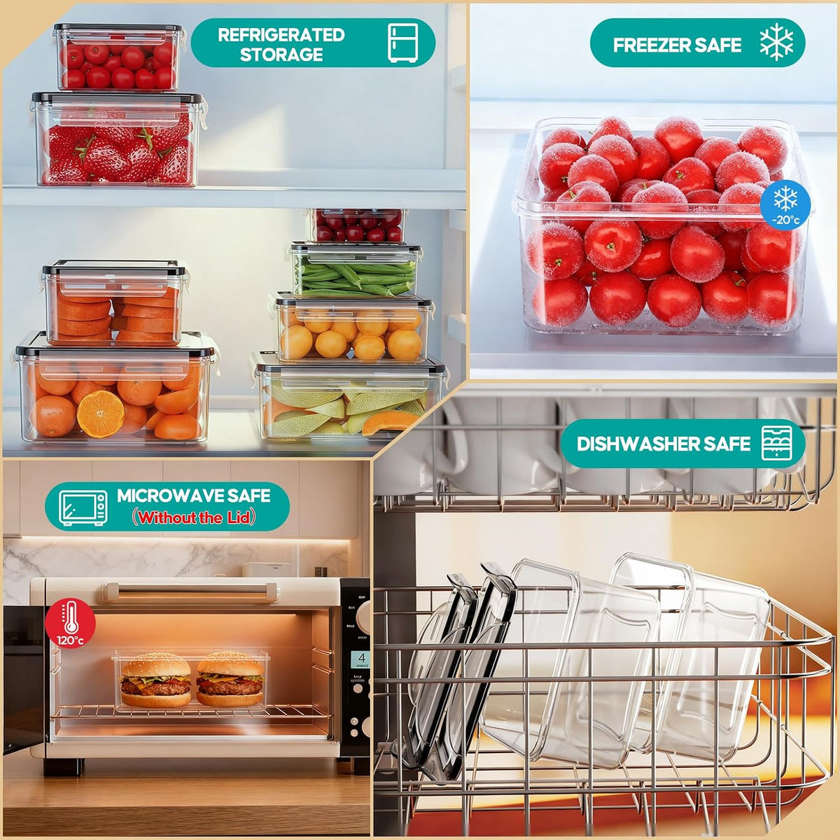 52 PCS Food Storage Containers with Lids Airtight (26 Lids & 26 Containers) | Reusable Plastic Leakproof Meal-Prep Container for Kitchen Storage Organization Microwave/Dishwasher Safe with Labels & Pen