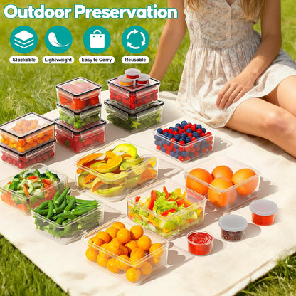 52 PCS Food Storage Containers with Lids Airtight (26 Lids & 26 Containers) | Reusable Plastic Leakproof Meal-Prep Container for Kitchen Storage Organization Microwave/Dishwasher Safe with Labels & Pen