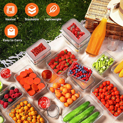 52 PCS Food Storage Containers with Lids Airtight (26 Lids & 26 Containers) | Reusable Plastic Leakproof Meal-Prep Container for Kitchen Storage Organization Microwave/Dishwasher Safe with Labels & Pen