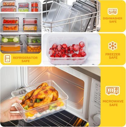 52 PCS Food Storage Containers with Lids Airtight (26 Lids & 26 Containers) | Reusable Plastic Leakproof Meal-Prep Container for Kitchen Storage Organization Microwave/Dishwasher Safe with Labels & Pen