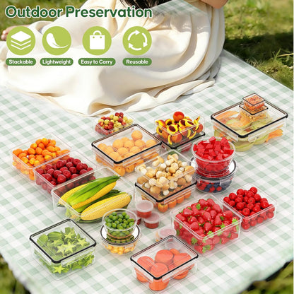 52 PCS Food Storage Containers with Lids Airtight (26 Lids & 26 Containers) | Reusable Plastic Leakproof Meal-Prep Container for Kitchen Storage Organization Microwave/Dishwasher Safe with Labels & Pen