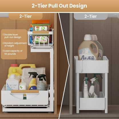 Under Sink Organizer and Storage for Bathroom and Kitchen - 3 Tier Under Cabinet Pull Out Shelf Organizers - Slide Out Drawer Organization for Home Cabinets Shelves and Drawers