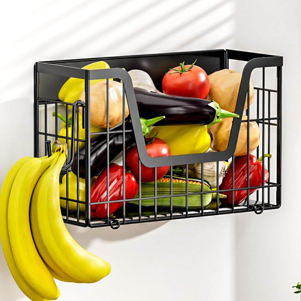 2 Set Magnetic Shelf for Fridge, Potato & Onion Storage Bins, Magnetic Fruit Basket for Refrigerator Pantry Kitchen Counter Laundry, Magnetic Fridge Organizer Spice Snacks Magnet Fridge Shelf