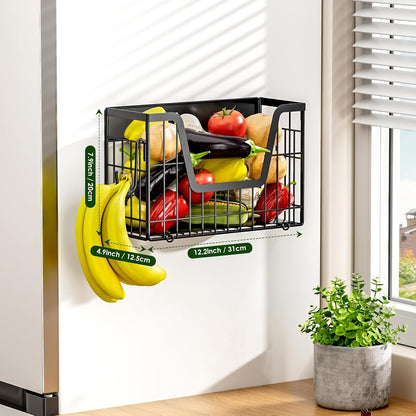 2 Set Magnetic Shelf for Fridge, Potato & Onion Storage Bins, Magnetic Fruit Basket for Refrigerator Pantry Kitchen Counter Laundry, Magnetic Fridge Organizer Spice Snacks Magnet Fridge Shelf